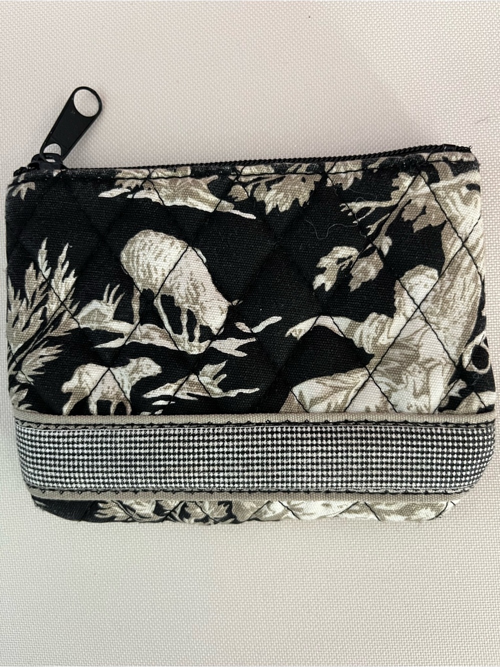 Vera Bradley Black & Cream Quilted Zip Cosmetic Pouch with Toile Print
